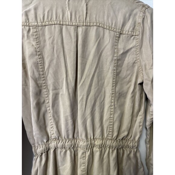 Anthropologie Tan Utility Romper Shorts Collared Zip Pockets Jumpsuit Size Small - Picture 7 of 8